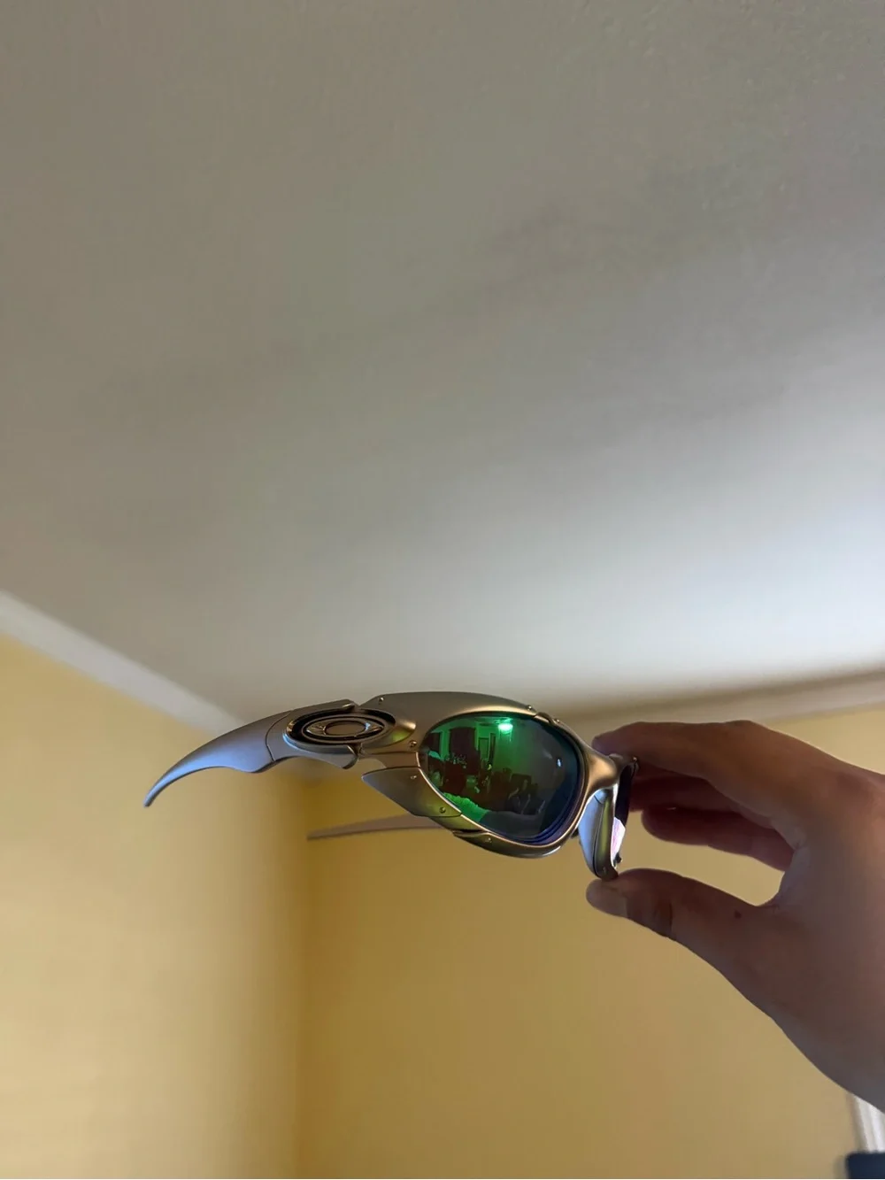 Silver Protective Eyewear with Green Mirrored Lenses Oakley